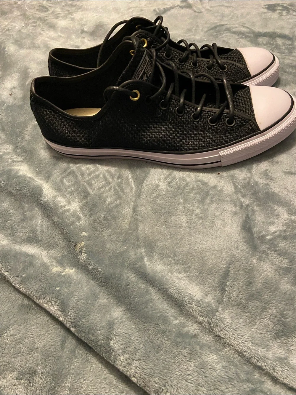 Converse Black Knit Low Top Sneakers with White Toe Caps